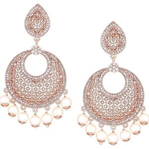 Gold and Cream Teardrop Earrings